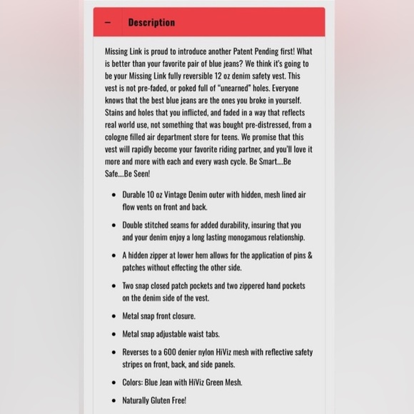 Nwot Lawless Missing Link Biker Moto Denim Safety Reversible Vest Men's Size 2XL - Picture 15 of 15